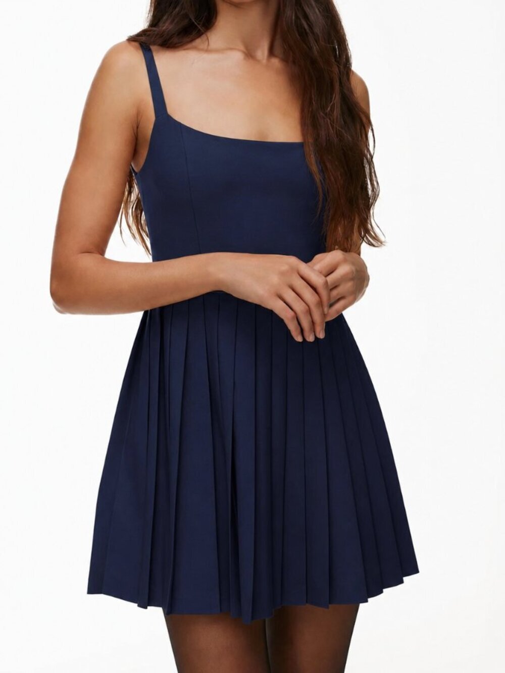 Aritzia Sunday Best Mini Trix Dress Pleated Skirt Navy Blue Size 4